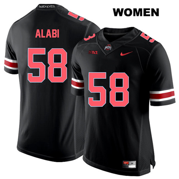 Ohio State Buckeyes Women's Joshua Alabi #58 Red Number Black Authentic Nike College NCAA Stitched Football Jersey VH19I55ZI